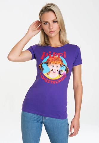 LOGOSHIRT T-Shirt 'Pippi Langstrumpf' in Lila: predná strana