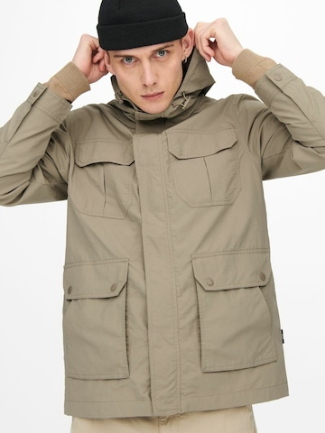 Only & Sons Winter Parka in Brown