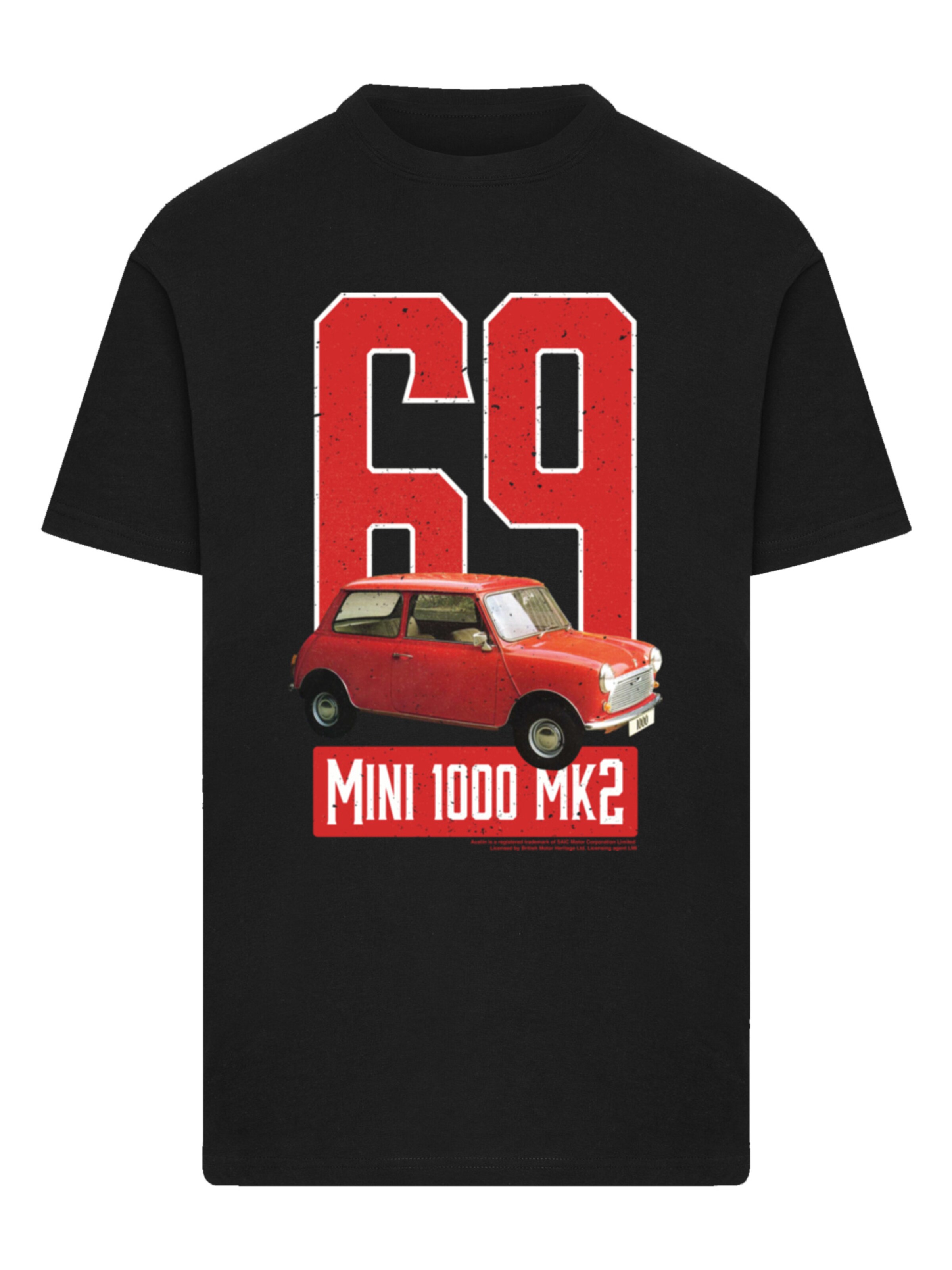 F4NT4STIC Shirt 'British Motor Heritage Austin Mini 1000 Mk2 1969' in Black: front