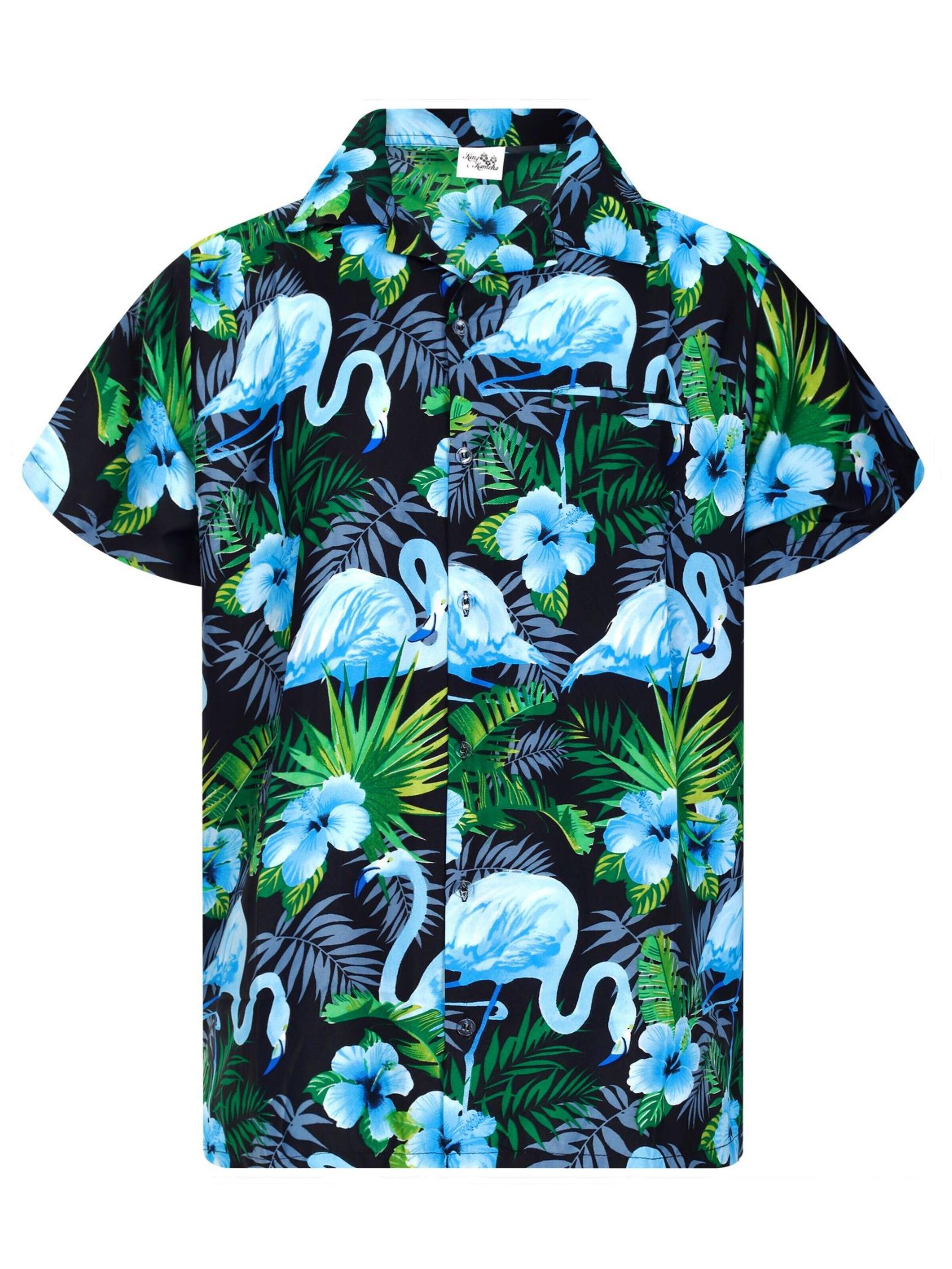 Maglietta 'Flamingo Flowers' di King Kameha in blu: frontale