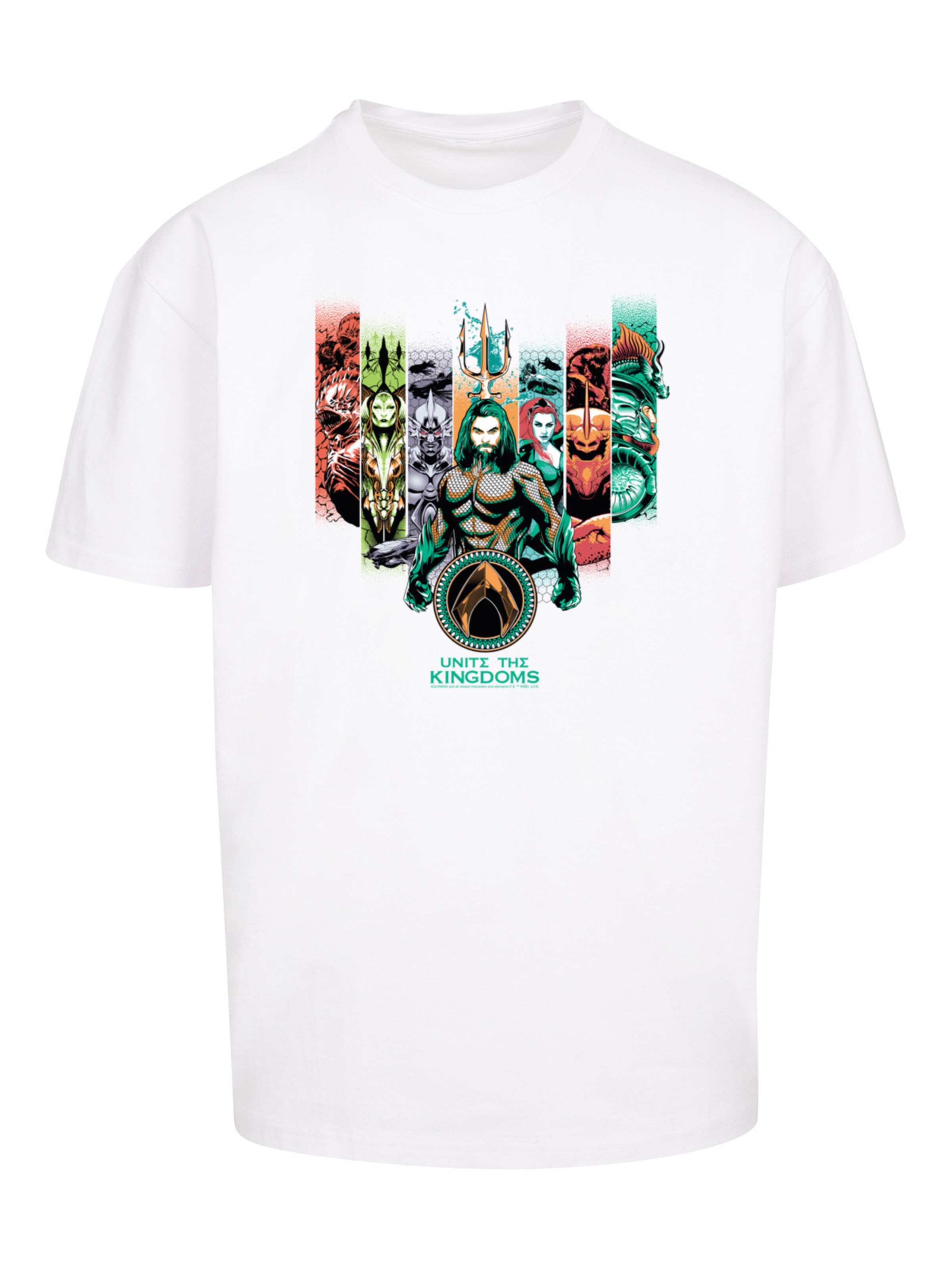 F4NT4STIC Shirt 'DC Comics Aquaman Unite The Kingdoms' in Wit: voorkant
