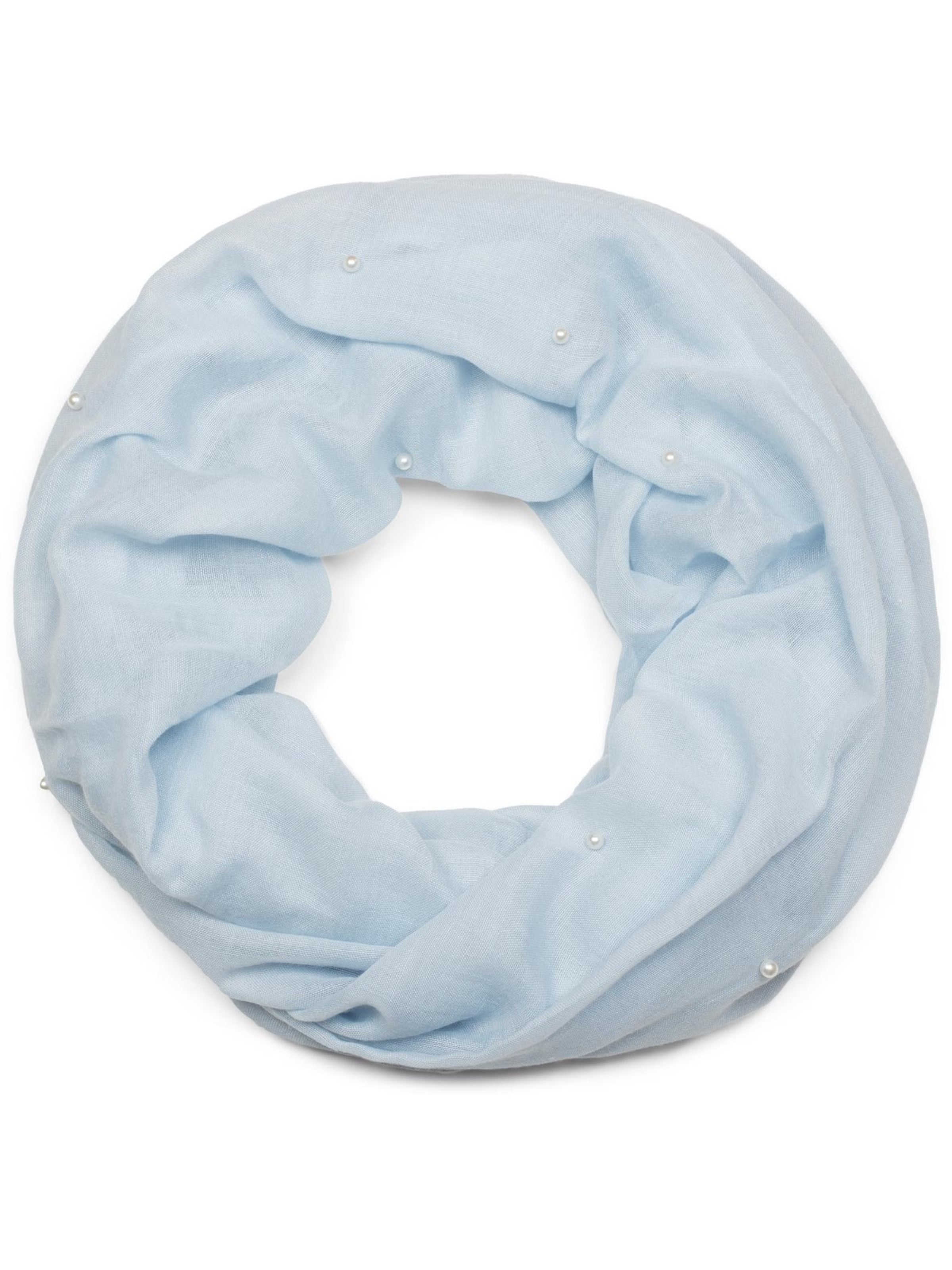 styleBREAKER Schlauchschal 'Loop Schal mit Perlen Applikation'‌‌‌ in Blau: Vorderseite
