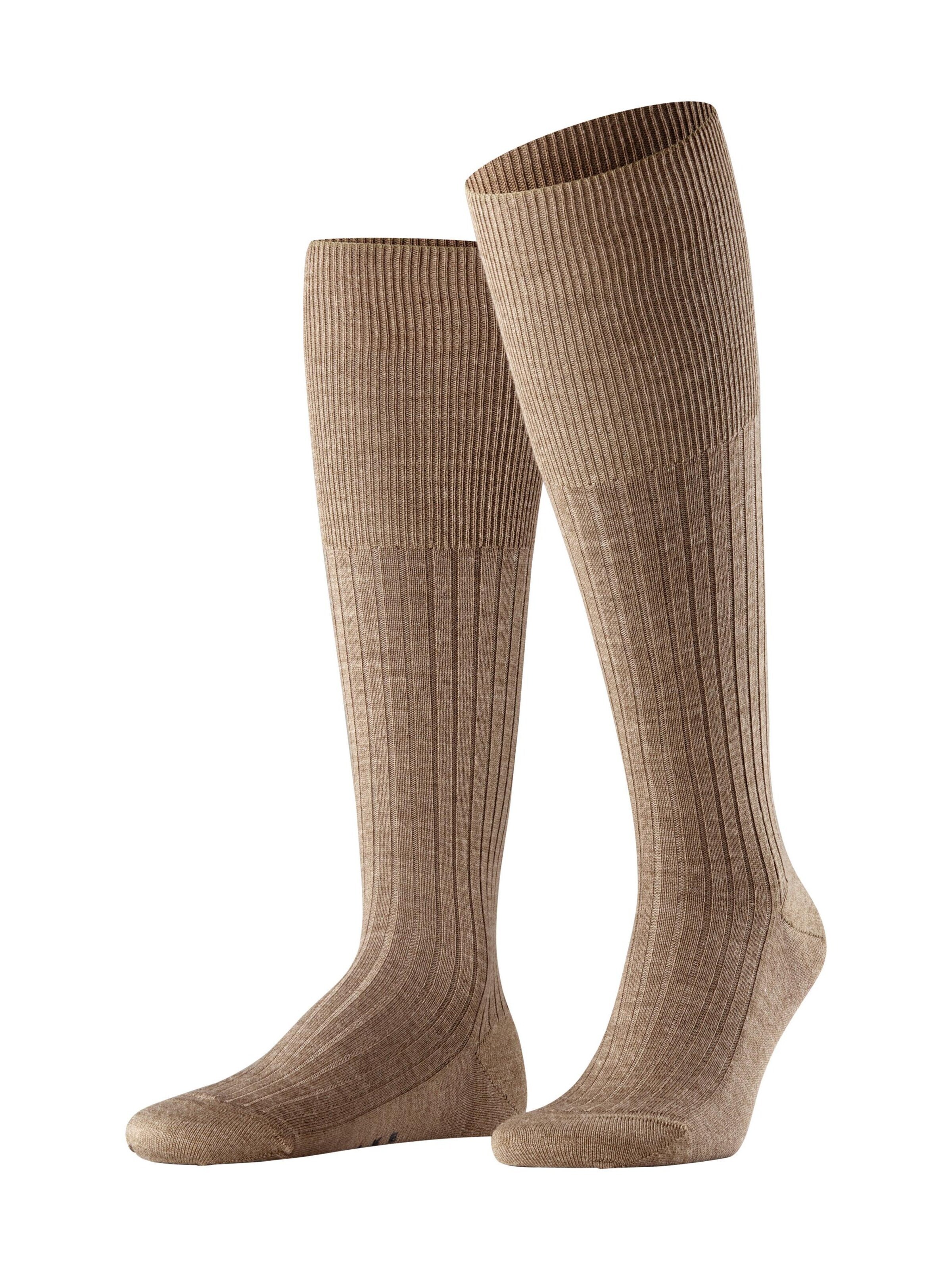 FALKE Knee High Socks 'Bristol Pure' in Brown: front