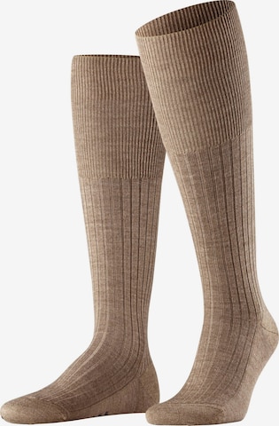 FALKE Knee High Socks 'Bristol Pure' in Brown: front