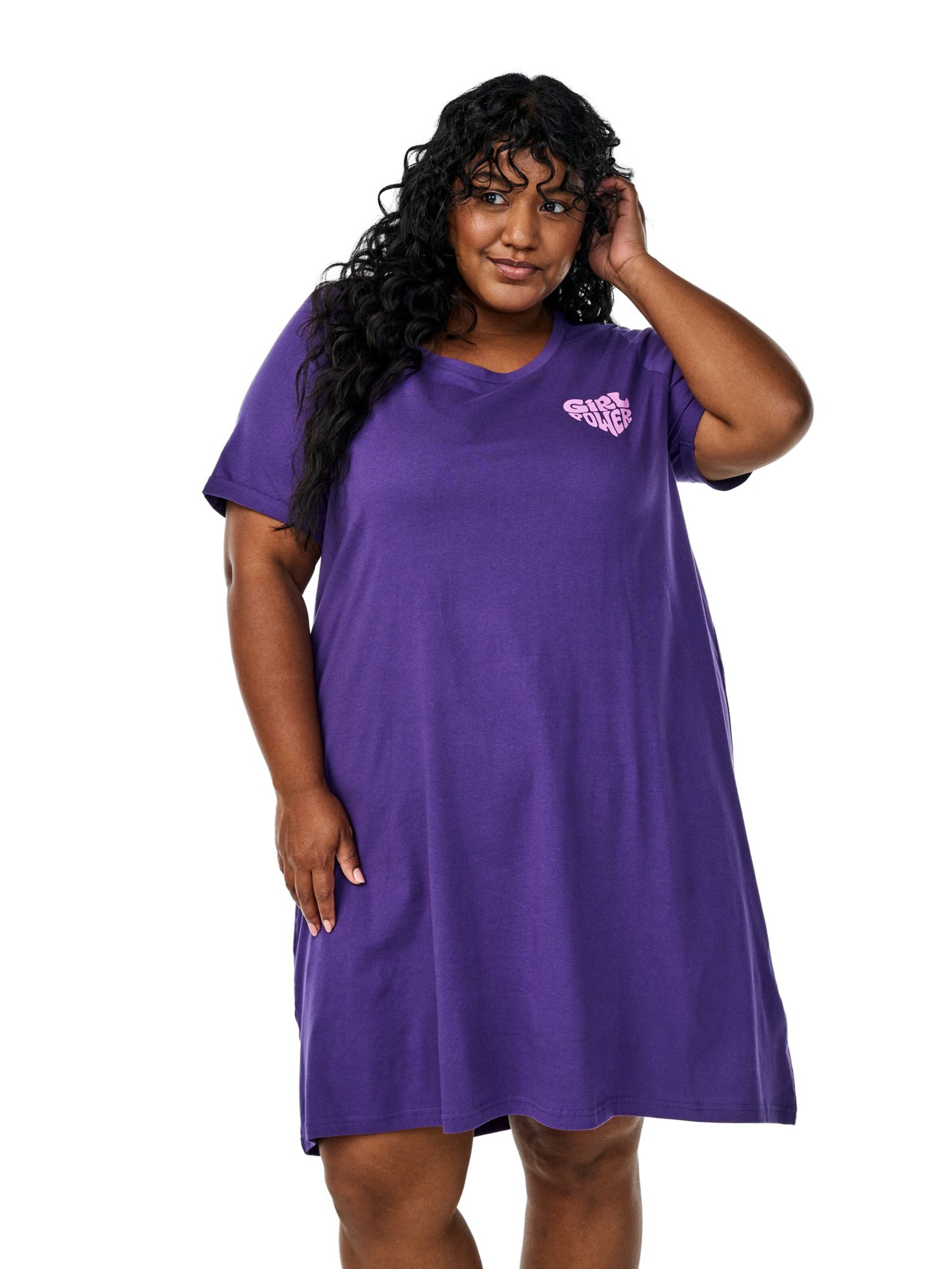Zizzi Nightgown 'Mally' in Purple: front