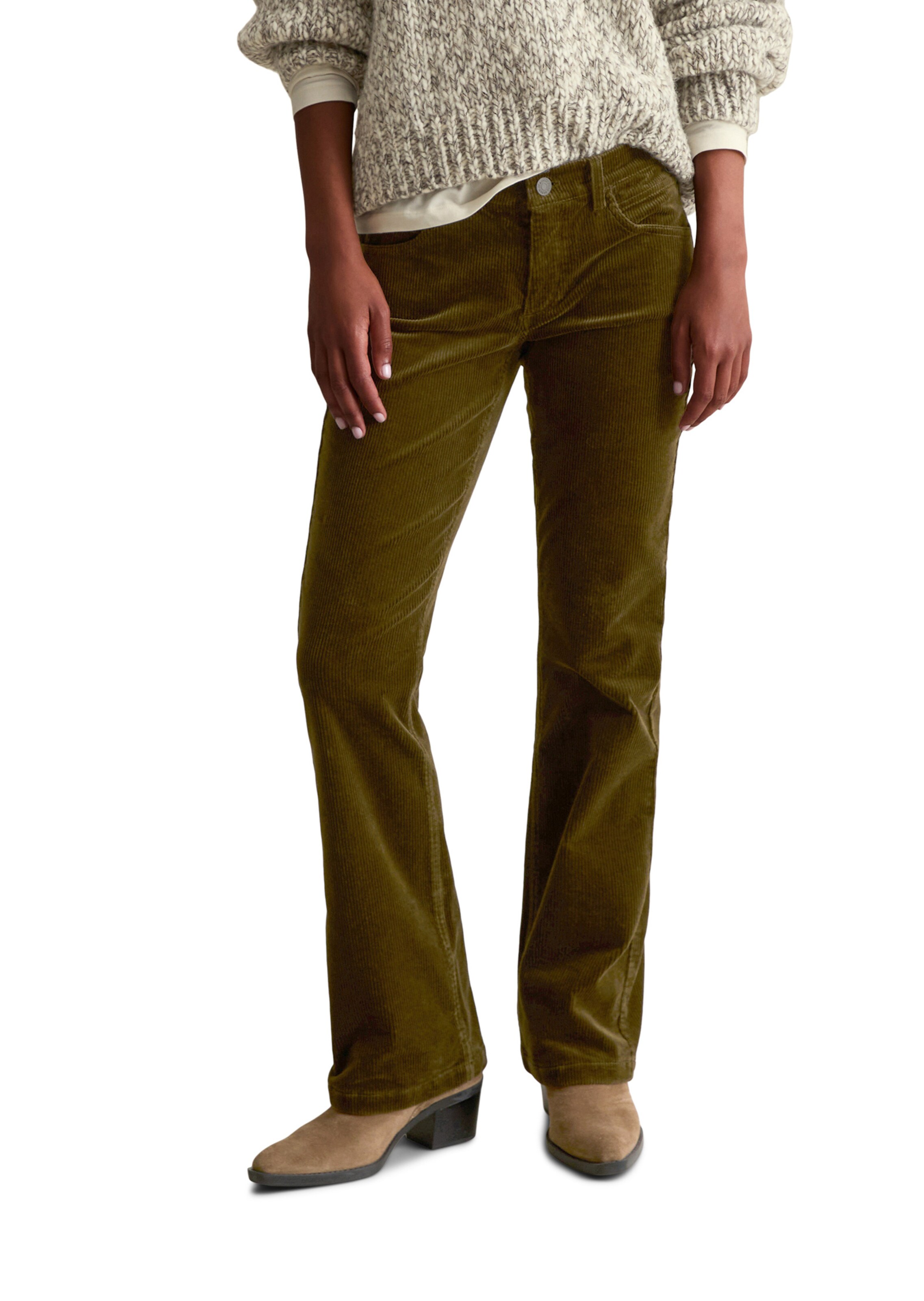 Marc O'Polo DENIM Boot cut Trousers in Brown: front