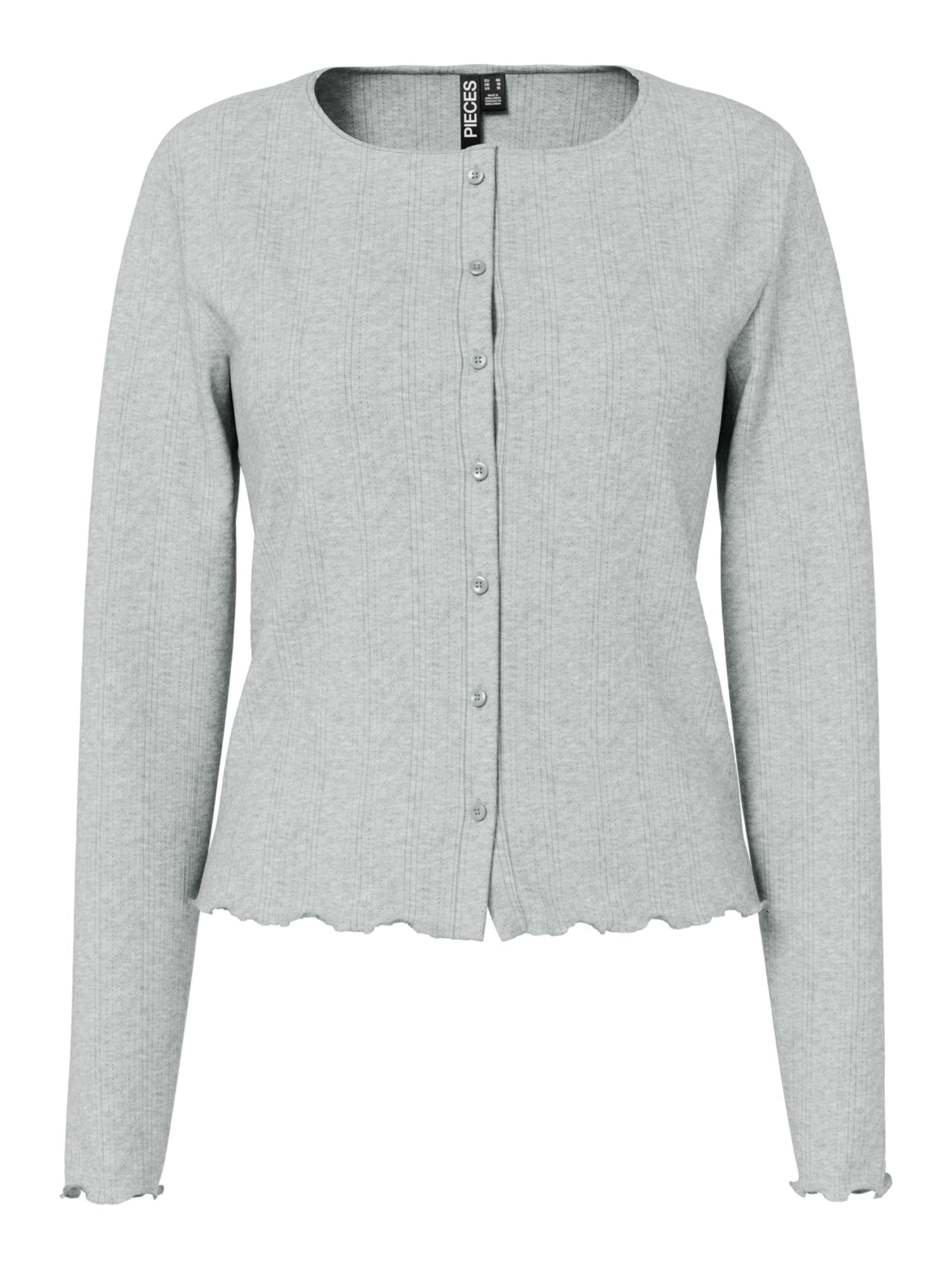 PIECES Knit Cardigan in Grey: front