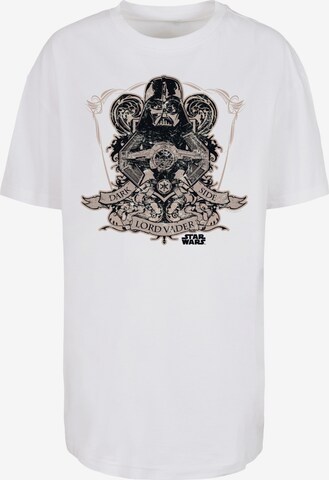 T-shirt oversize 'Star Wars Dark Side Lord Vader' F4NT4STIC en blanc : devant