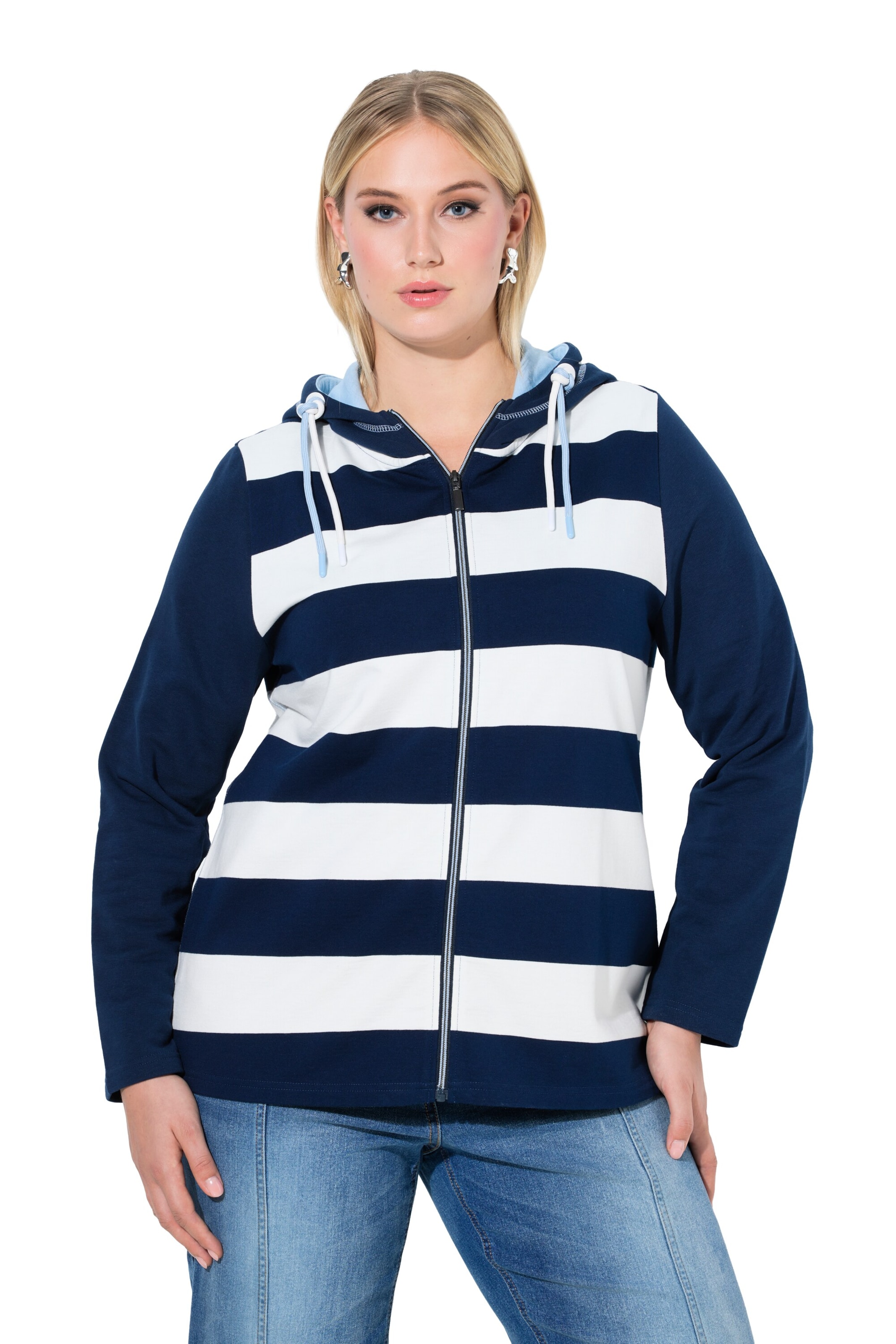 Ulla Popken Sweatjacke in Blau: Vorderseite