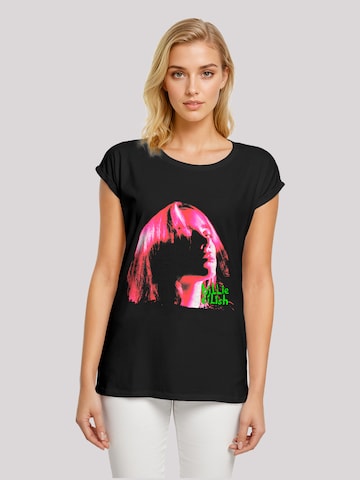 F4NT4STIC Shirt 'Billie Eilish Pink Face' in Zwart: voorkant