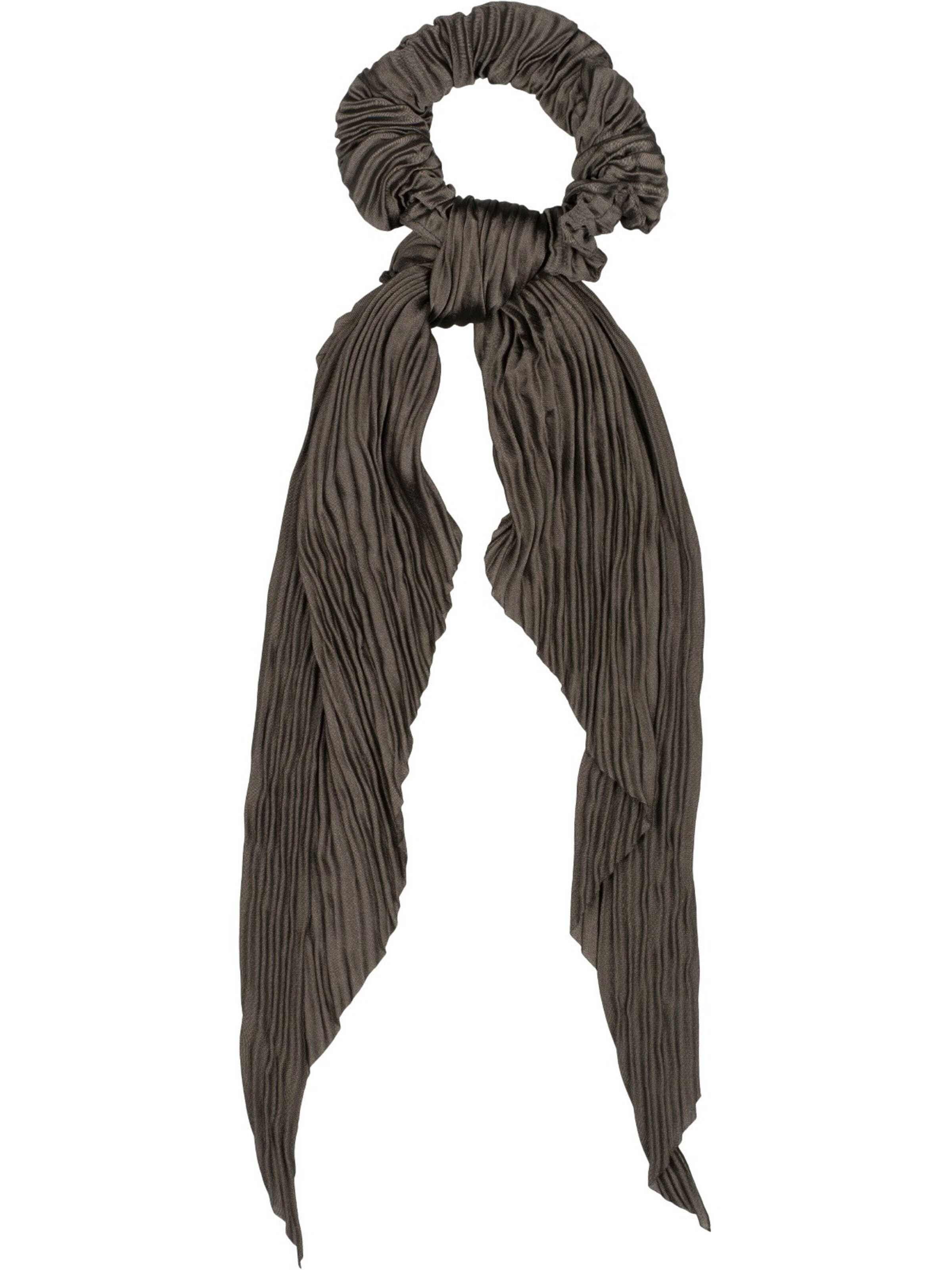 styleBREAKER Haarschmuck 'Plissierter Scrunchie Haargummi mit Schleife'‌‌‌ in Grau: Vorderseite