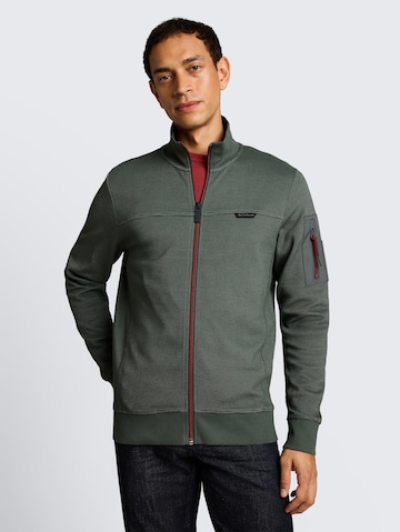 TOM TAILOR Zip-Up Hoodie in Green: front