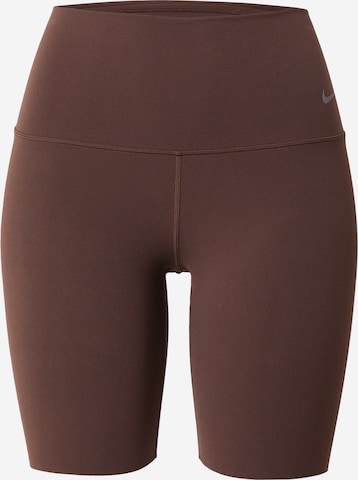 Skinny Pantalon de sport 'ZENVY' NIKE en marron : devant