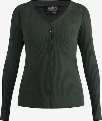 usha BLACK LABEL Gebreid vest in Groen: voorkant