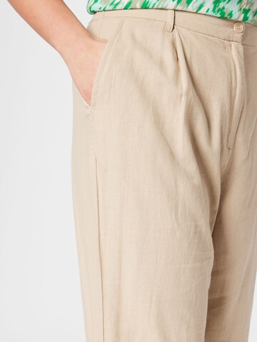 ONLY Carmakoma Regular Pleat-Front Pants 'Caro' in Beige