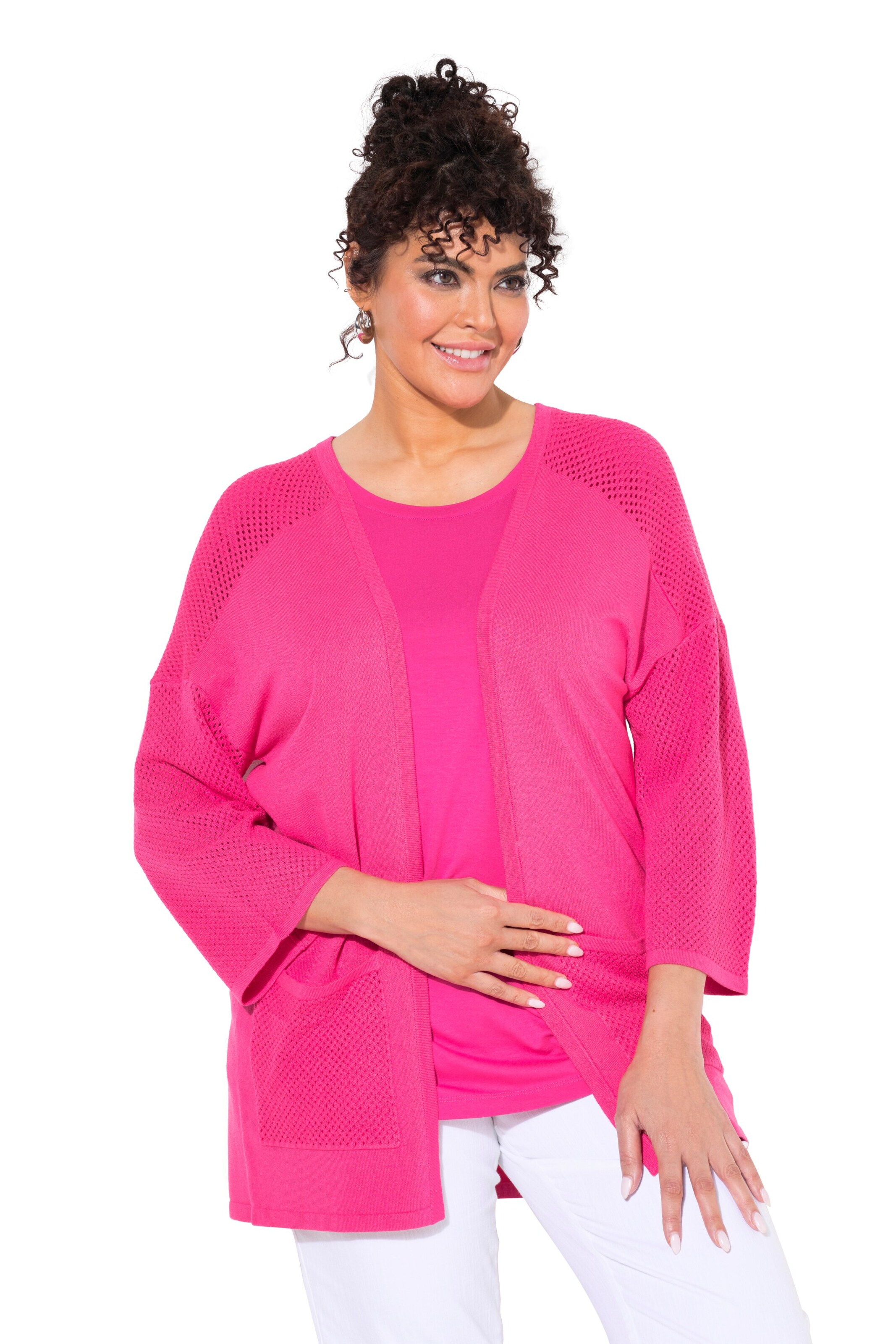 Ulla Popken Strickjacke in Pink: Vorderseite