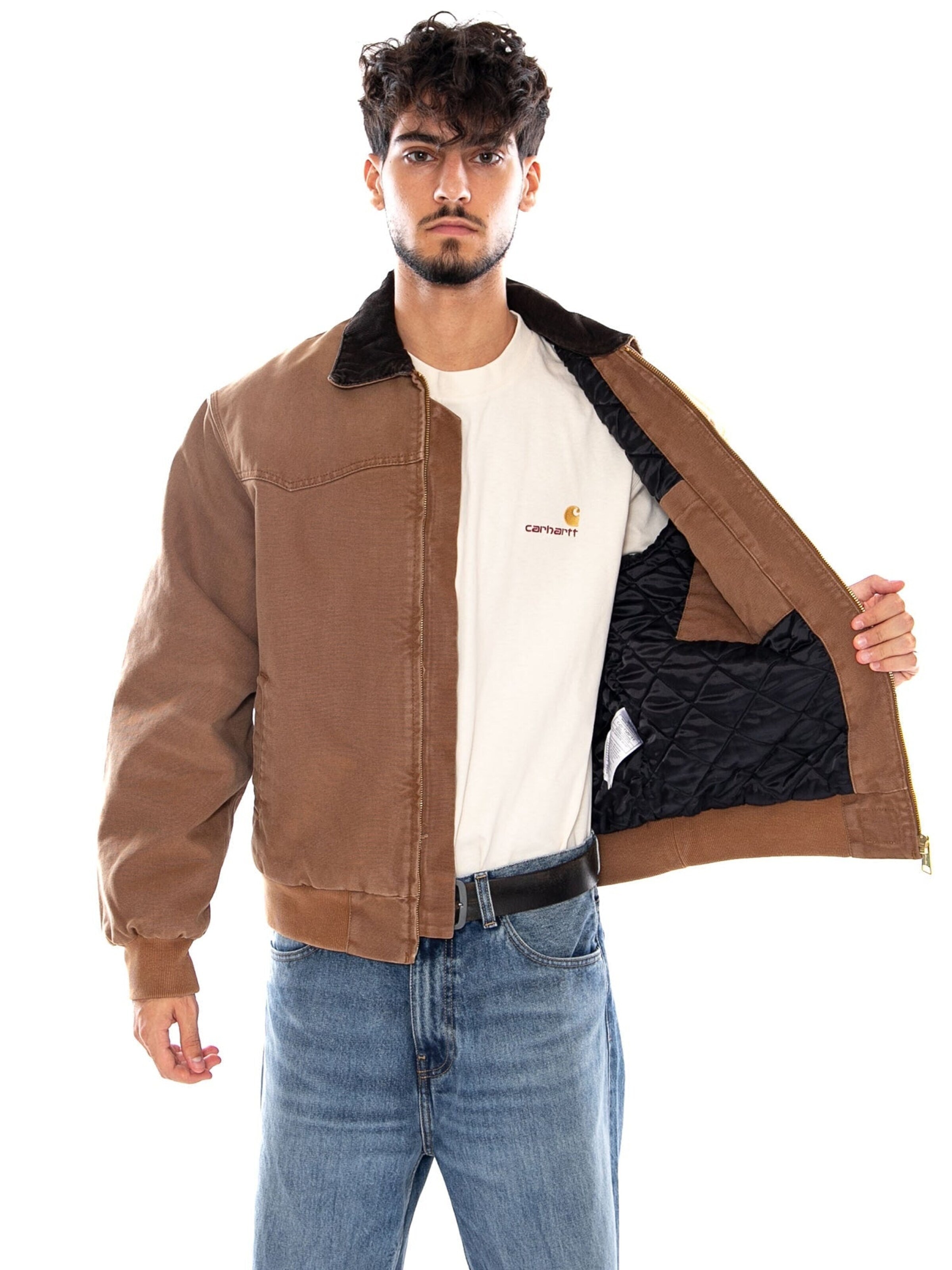 Carhartt WIP Overgangsjakke 'OG SANTA FE JACKET TOBACCO STONE CANVAS' i brun
