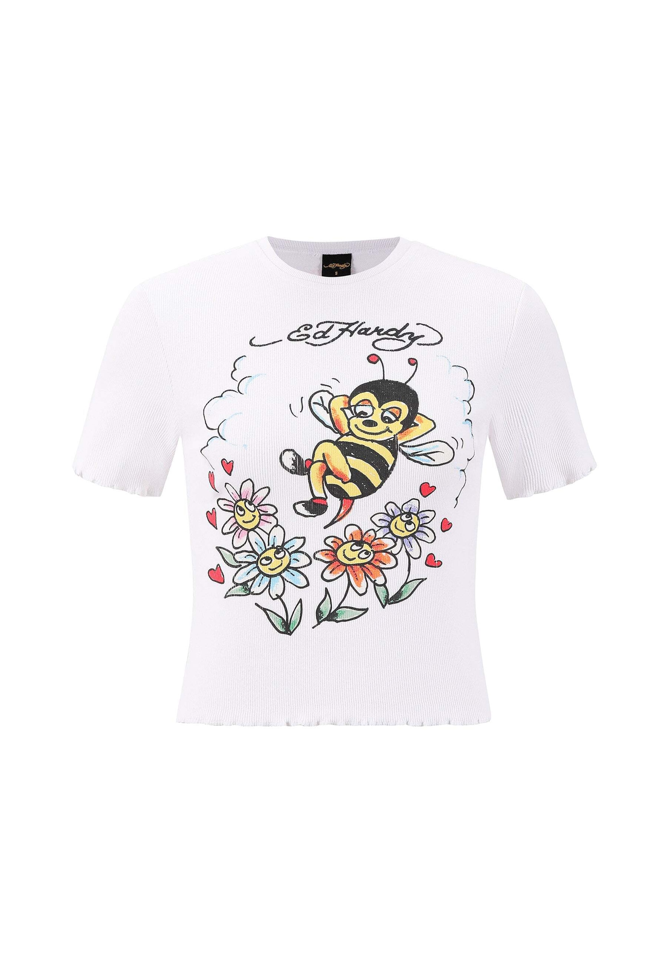 Maglietta 'Biene' di Ed Hardy in bianco: frontale
