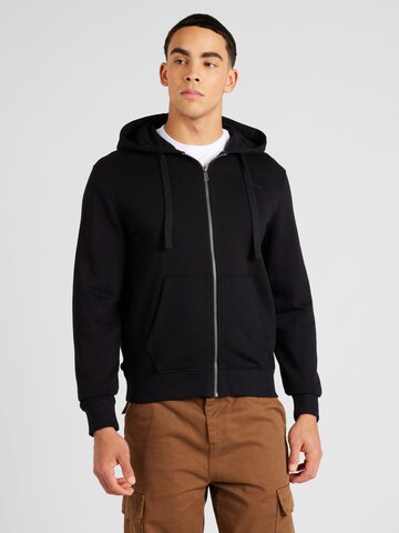 GUESS Zip-Up Hoodie 'BROOKS' in Black: front