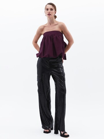 Wide Leg Pantalon cargo OXXO en noir