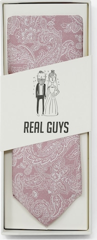 Real Guys Set Krawatte mit passendem Einstecktuch in Pink: Vorderseite