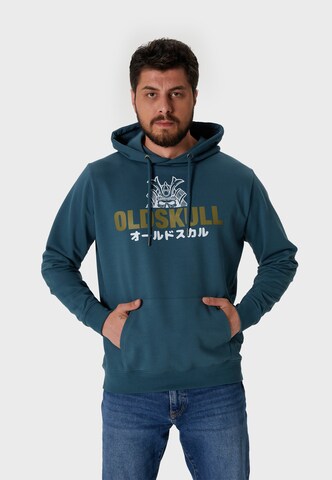 Oldskull Kapuzensweater in Grün: Vorderseite