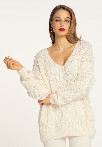 Pullover di faina in bianco: frontale