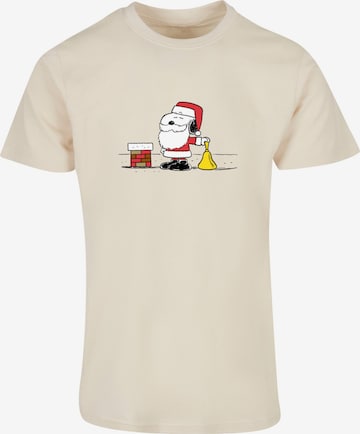 Merchcode Shirt 'Peanuts Snoopy Santa' in Beige: voorkant