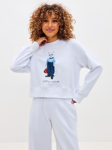 Sweat-shirt CAT by Maniita Lacitta en blanc : devant