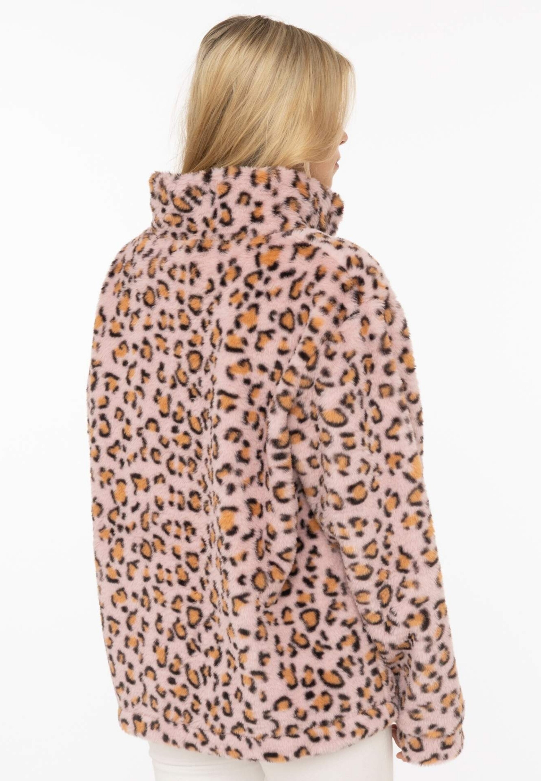 Sweat-shirt 'Fake Fur Troyer Cozy Leo' Zwillingsherz en rose