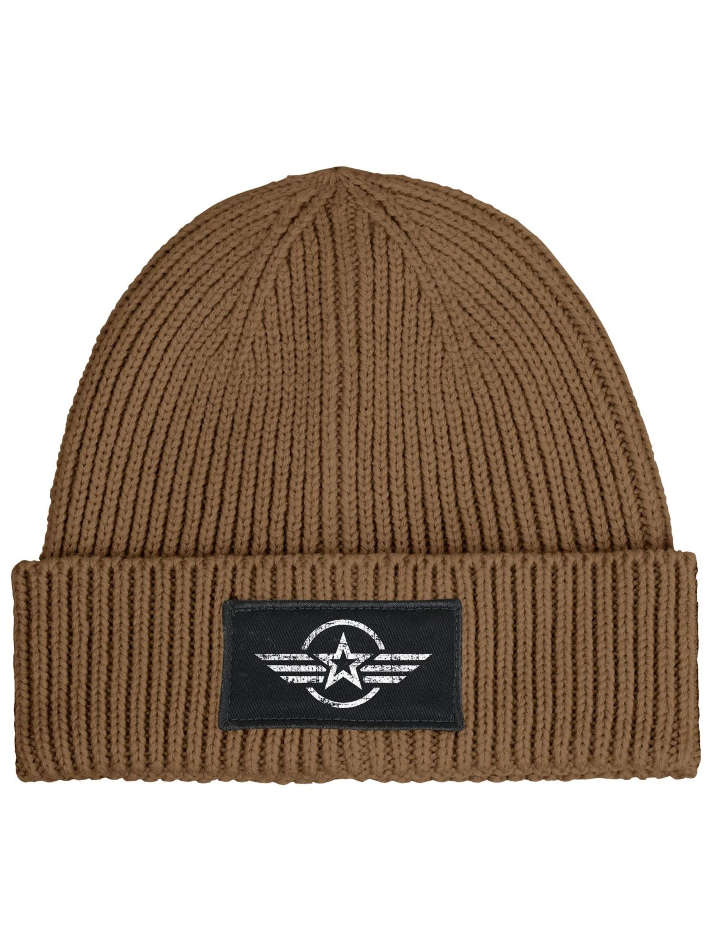 Neverless Beanie 'Airforce Wings' in Brown: front