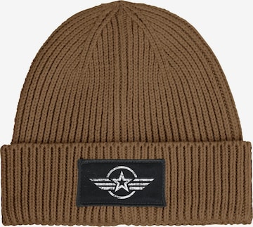 Neverless Beanie 'Airforce Wings' in Brown: front