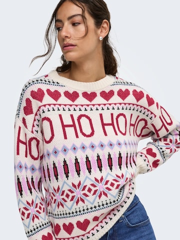 ONLY - Jersey 'ONLXmas HO' en beige