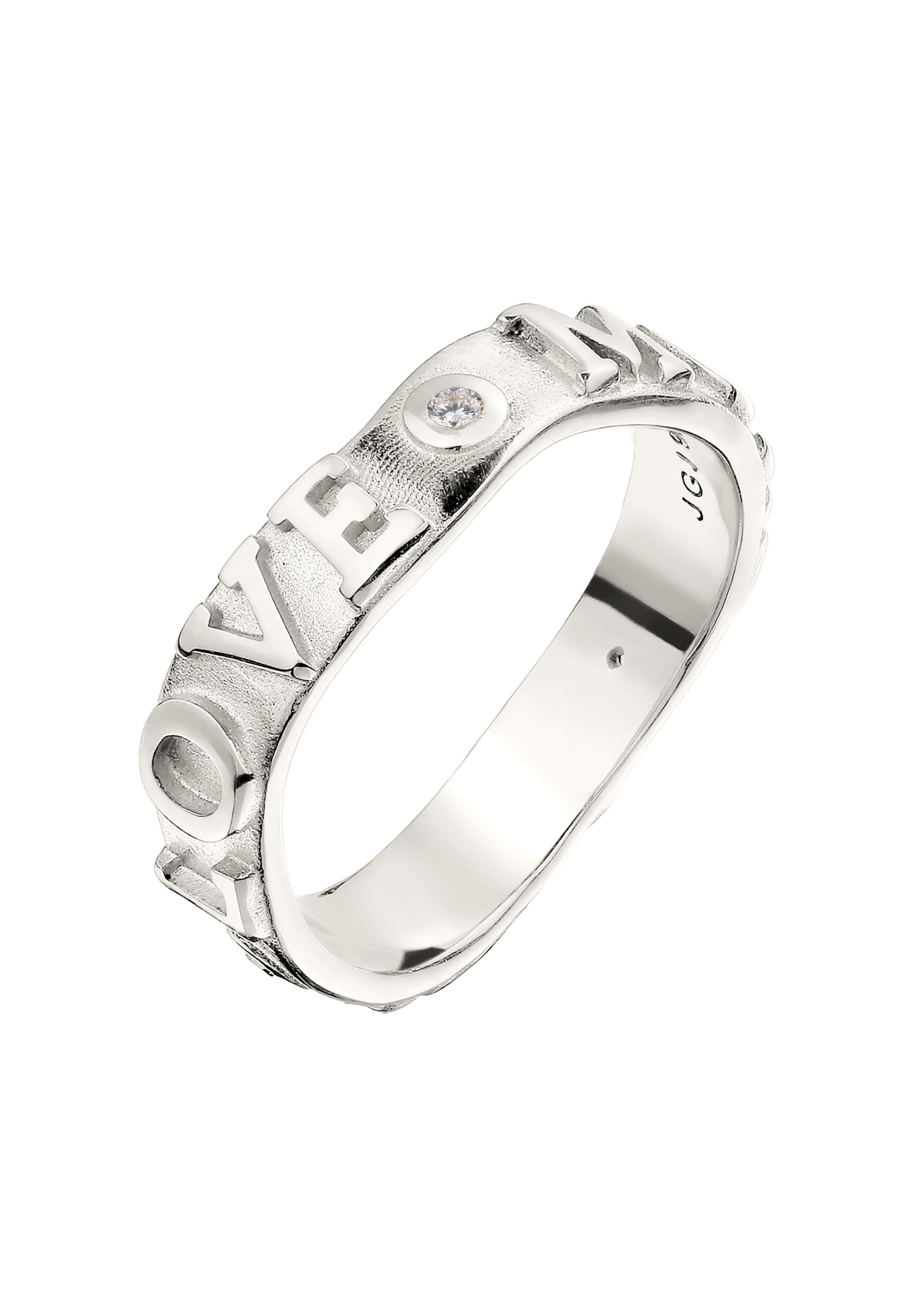 ELLI Ring 'LOVE' in Silver: front