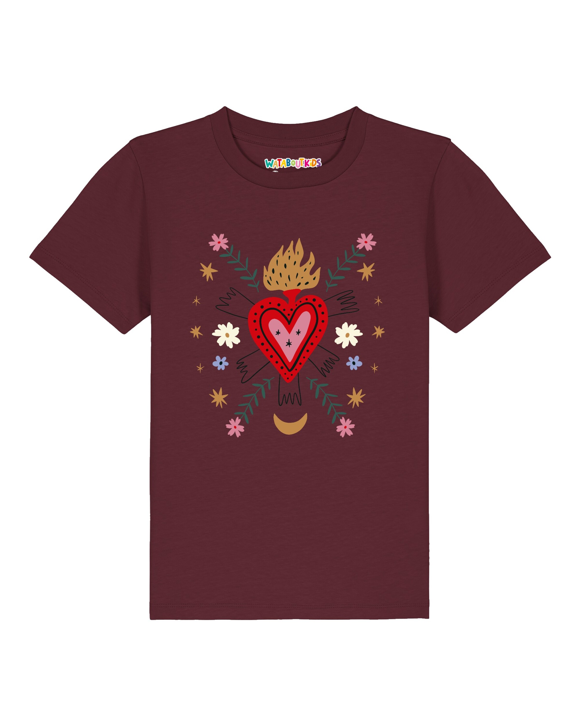 watabout.kids Shirt 'Love and flex' in 104 in Camel / Red / Bordeaux / White, Item view