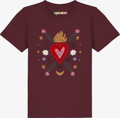 watabout.kids Shirt 'Love and flex' in 104 in Camel / Red / Bordeaux / White, Item view