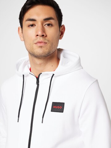 HUGO Red Zip-Up Hoodie 'Daple' in White