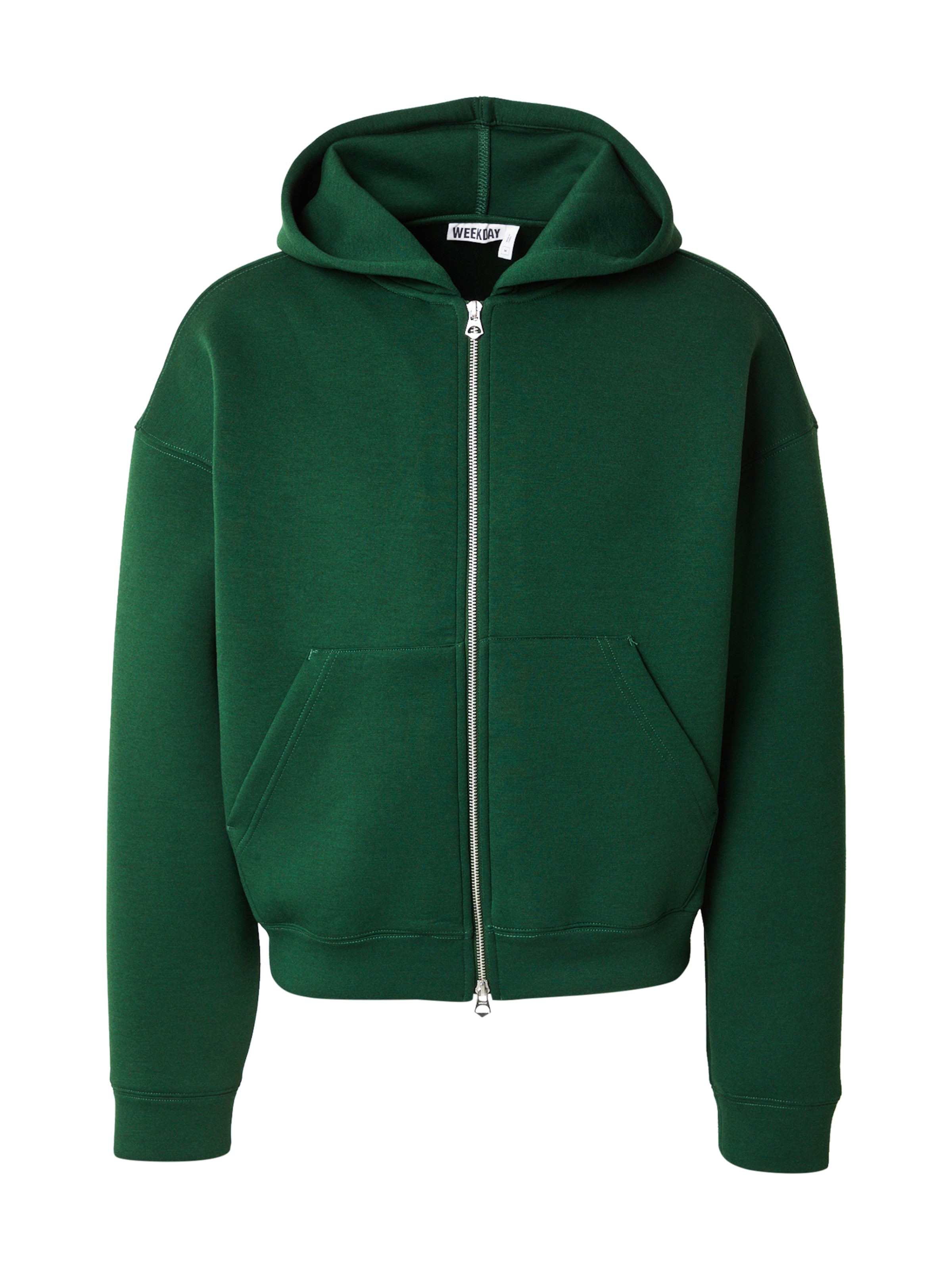 WEEKDAY Zip-Up Hoodie 'Simon' in Green: front