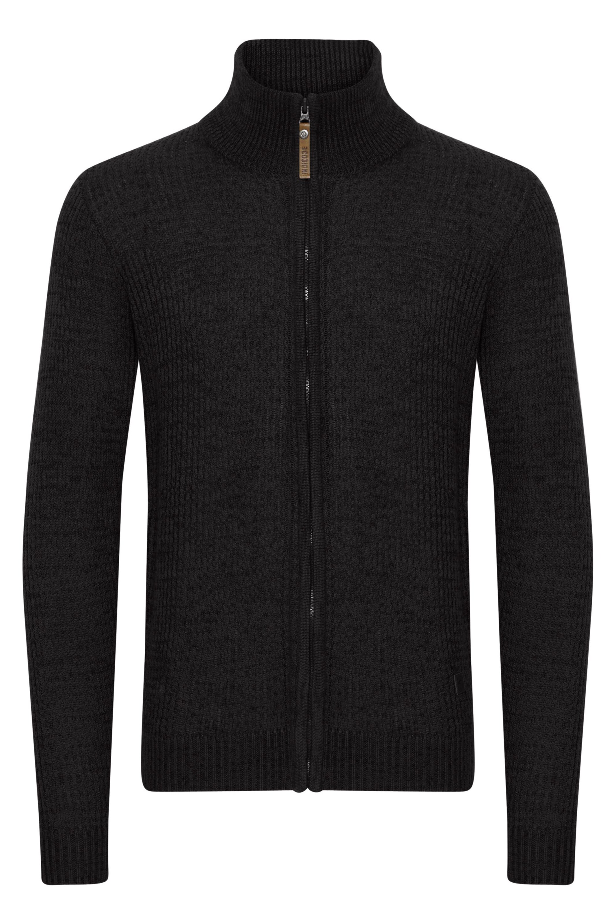INDICODE JEANS Strickjacke 'Valego' in Schwarz: Vorderseite