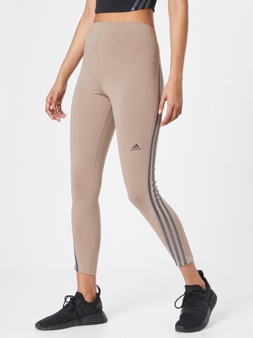 ADIDAS SPORTSWEAR Skinny Workout Pants in Brown: front