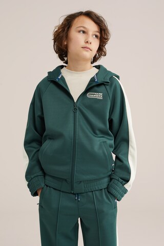 WE Fashion Кофта на молнии в Зеленый: спереди