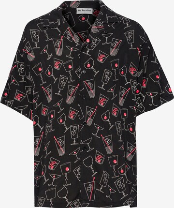 On Vacation Comfort fit Button Up Shirt 'Cocktails' in Black: front