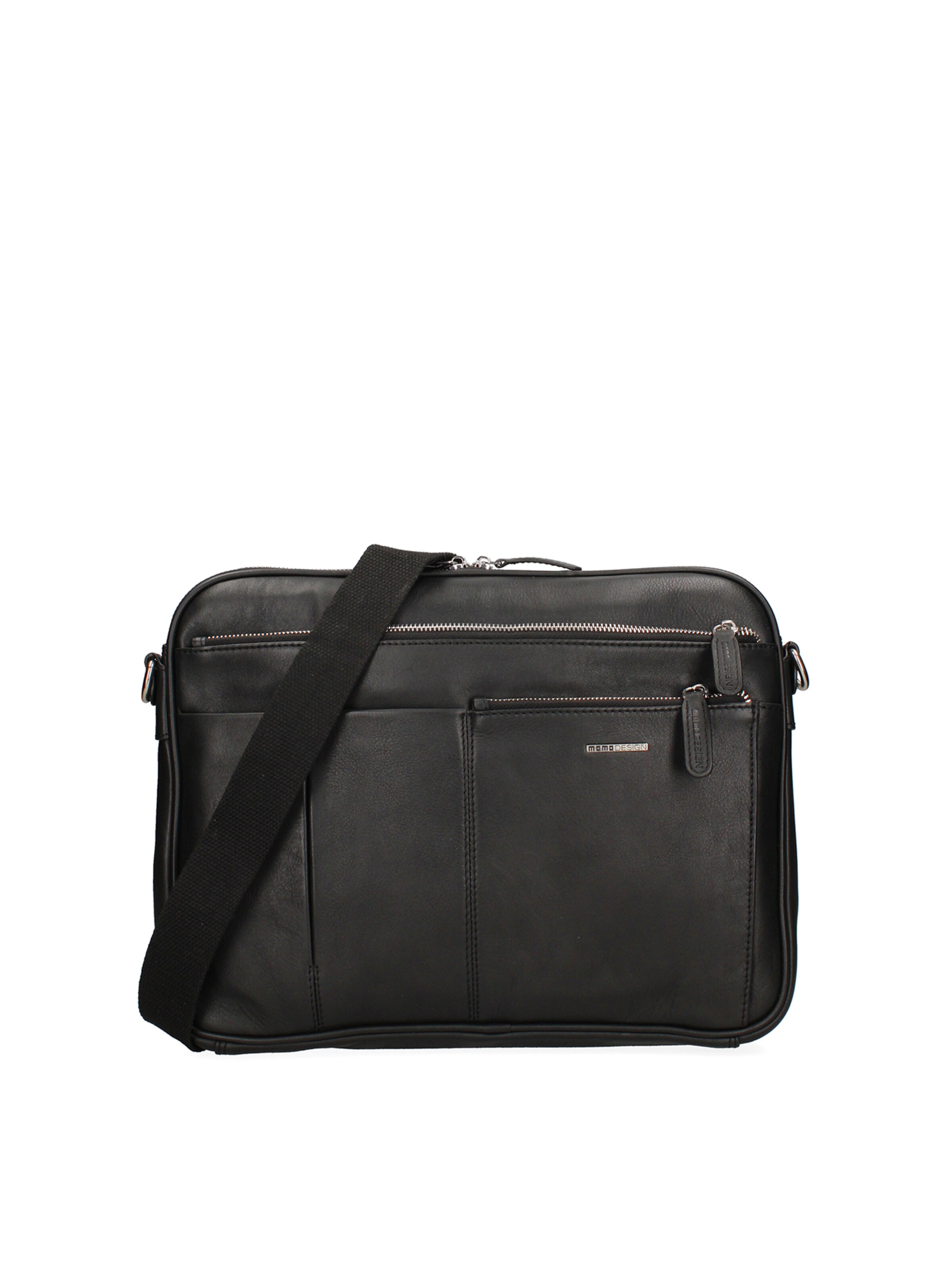 Borsa a tracolla 'Borsa a Tracolla Uomo Momo Design Vera Pelle con Zip' di Momo Design in nero: frontale