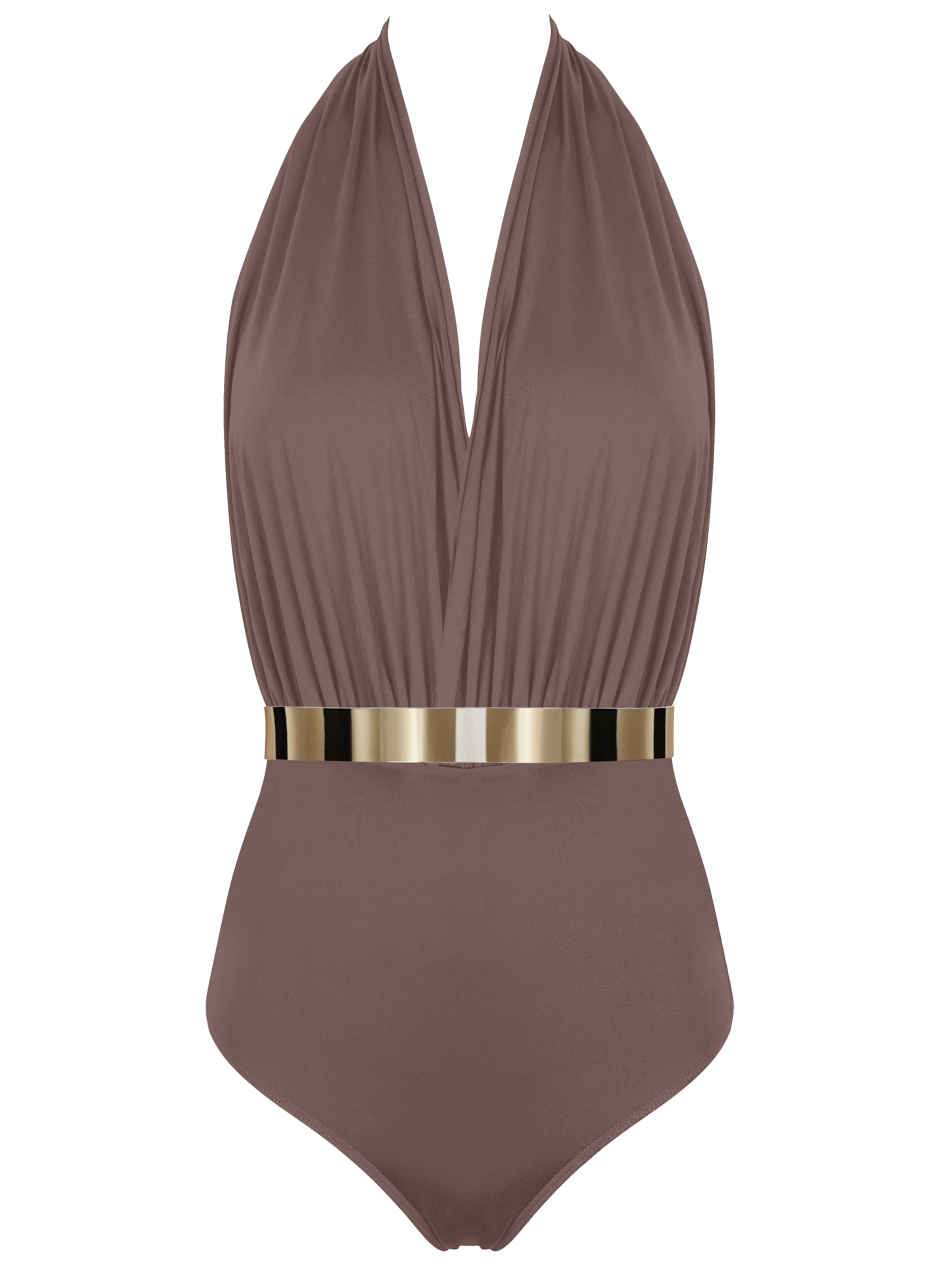 SEA ME SWIM High neck Badeanzug 'ST. TROPEZ Gold Edition'‌‌‌‌‌‌‌‌ in Braun: Vorderseite