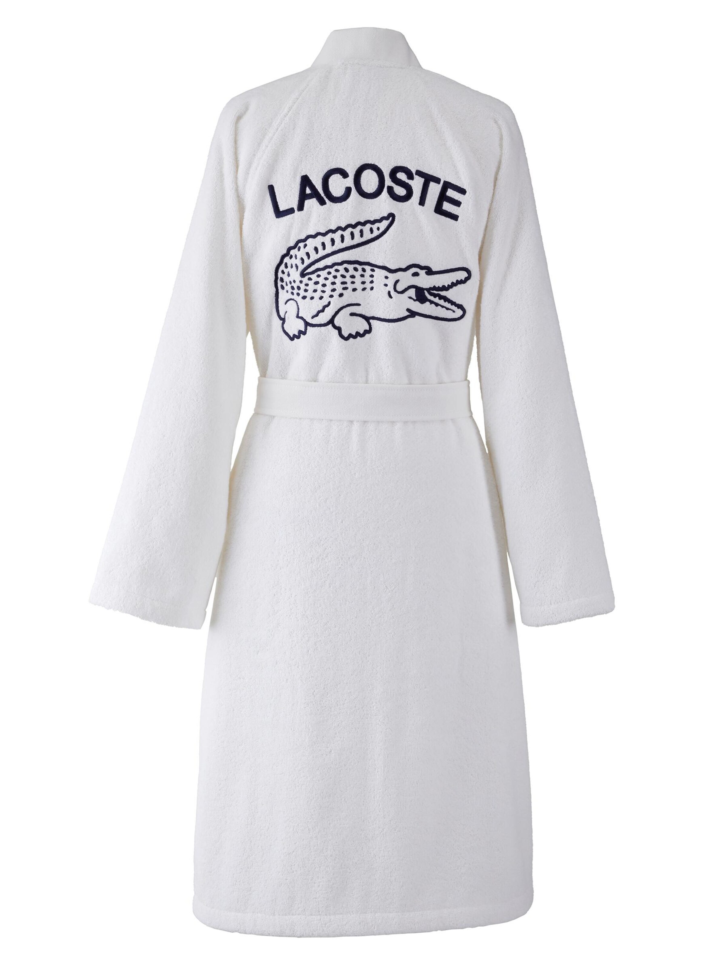 LACOSTE Long Bathrobe 'LDEFILE' in White