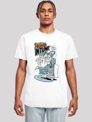 F4NT4STIC Shirt 'Tom und Jerry Perfectly In Tune' in Wit: voorkant