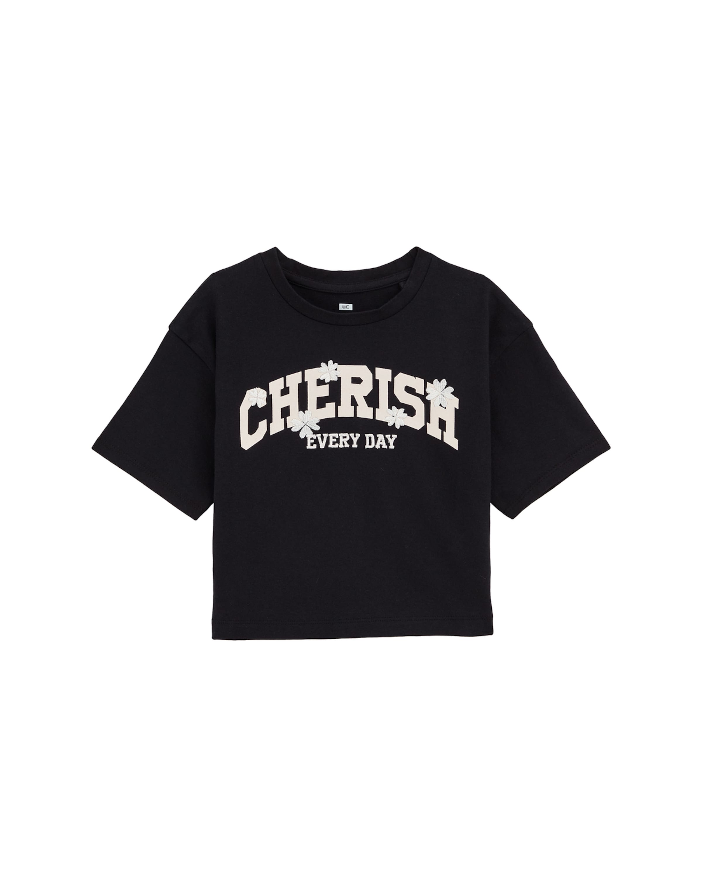 WE Fashion Тениска в черно: отпред