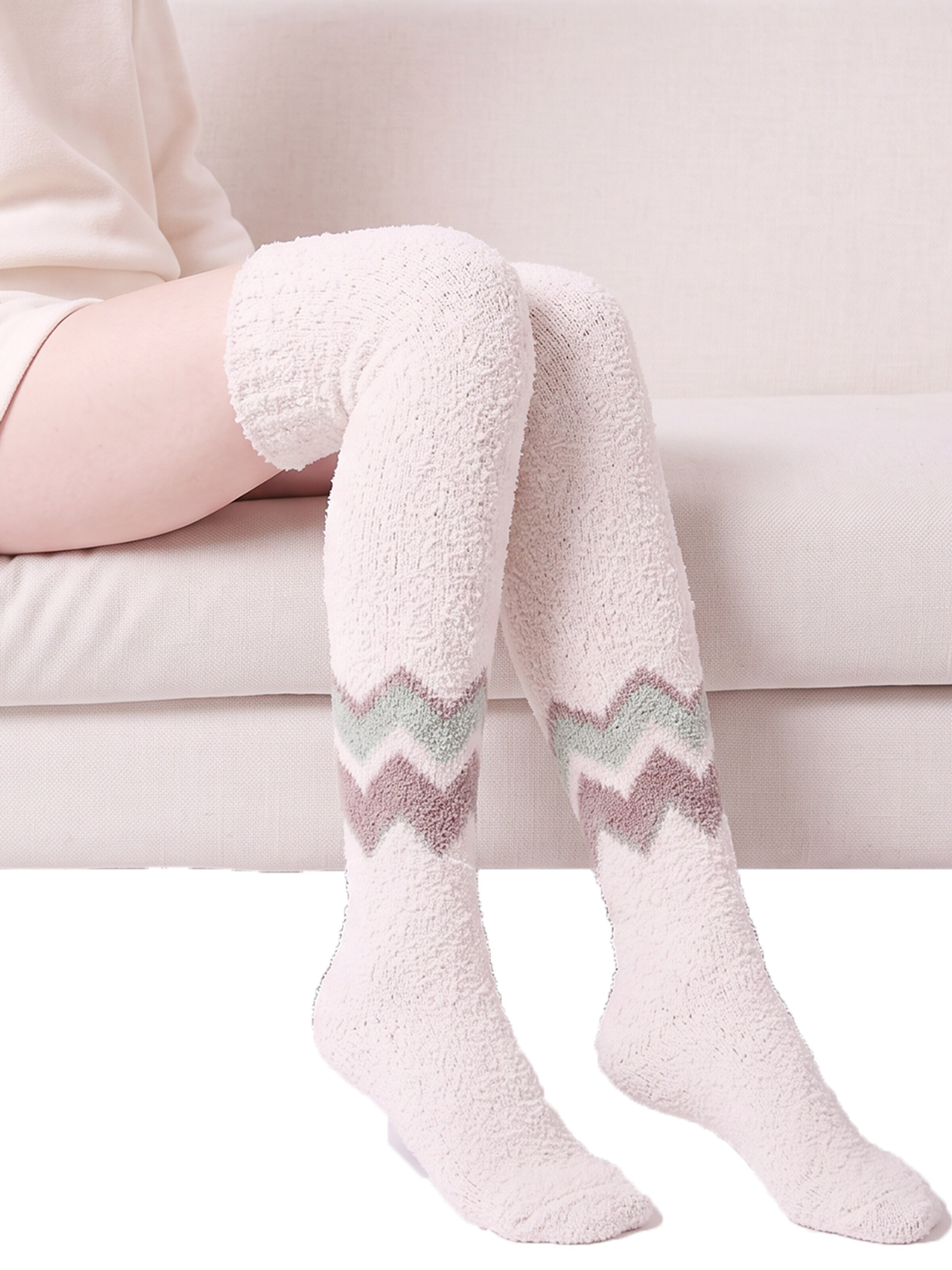 BONVERANO Over the Knee Socks in Beige