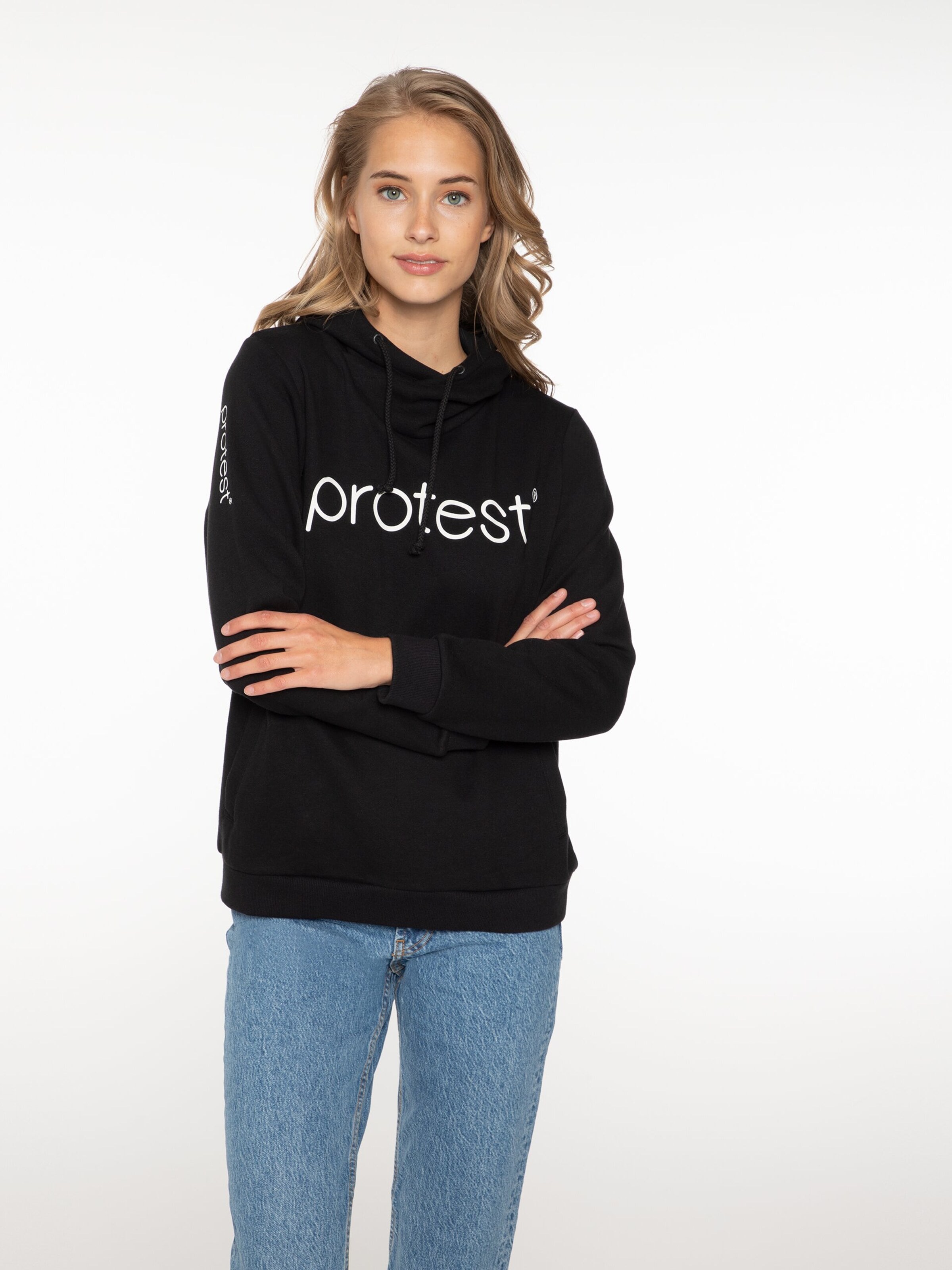 PROTEST Sweater 'CLASSIC LOGO HOODY' in Black: front