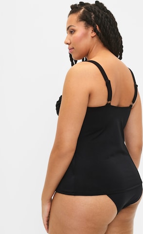 Swim by Zizzi T-Shirt Tankini 'SBasic' in Schwarz